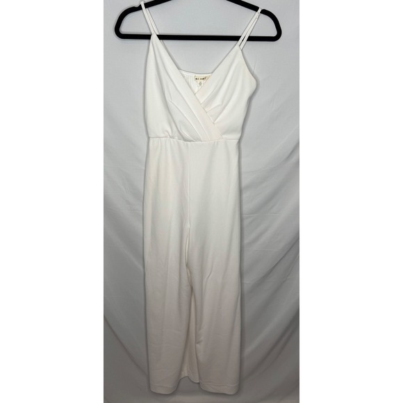 Mi Ami Pants - Mi ami White Wide Leg Jumpsuit XS Sleeveless Faux Wrap Bridal Wedding Beach